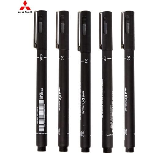 Japan Uni Pin Art Pigma Painting Pen Water and Fade Proof Line Paint Pen Black Color Art Supplies Pigment Pen 005-08