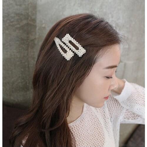 Pearl Hairpin Women Korean Hair Accessories Temperament Elegant Wild Ins Girl Word Clip Adult Side Clip Hairpin Headdress