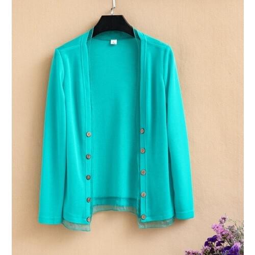 Jumper Women Blue Light Knitted Cardigan Summer Long Sleeve Thin Chiffon Knitwear Girls Button Sweater Oversize 5xl Streetwear