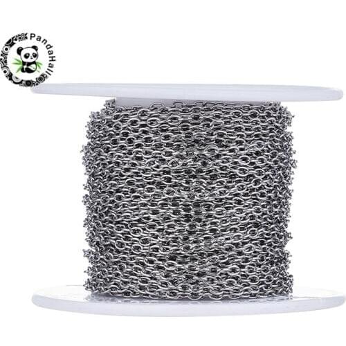 1Roll Unwelded 304 Stainless Steel Cross Chains Roll for Jewelry DIY about 10m/roll