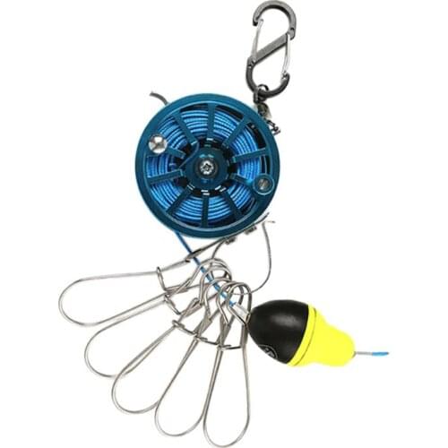 2021 New 1pc Fishing Stringer Live Fish Lock Buckle with Reel Float Stainless Steel 5 Snaps H58D