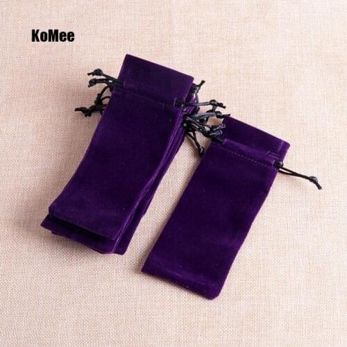 10pcs 6x15.5cm (2.36"x6.1")Purple Velvet Bag Jewelry Gift Lipstick packing Bags Christmas Boutique Package Pouches free shipping