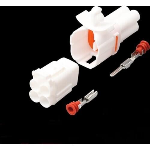 100 sets Sumitomo 4 pin hole white Male and Female MT090 Fog lamp locking connector whith clip terminals 6187-456