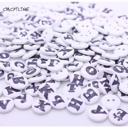 CMCYILING 100 Pcs Random Russian Alphabet Wooden Buttons 2 Holes Botoes For DIY Sewing Scrapbooking Home Accessories