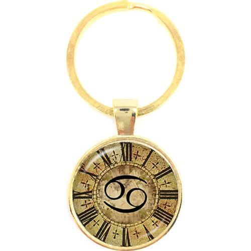 12 Zodiac Cancer Glass Cabochon Constellation Glass Dome Jewelry Keychain Birthday, Star Sign, Horoscope Gift