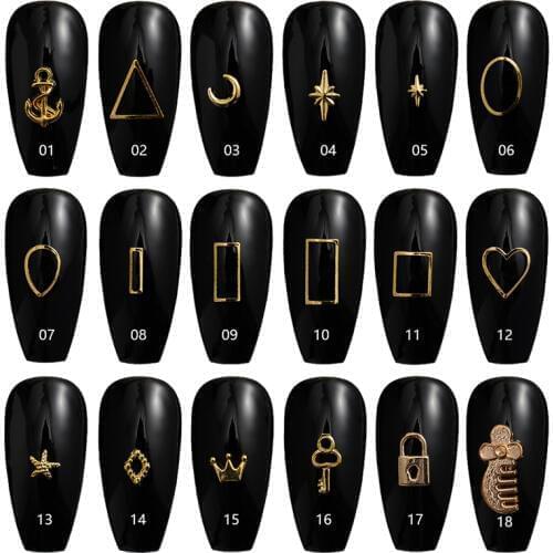 20pcs 3D Metal Frame Nail Art Decorations Gold silver Rivet Manicure Accessories DIY nails accessoires supplies tools 30 styles
