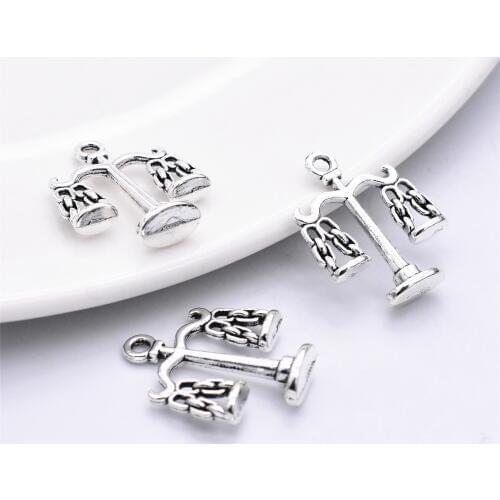 22*18mm 10pcs Antique Silver Plated Libra Pendants Connector Making DIY Handmade Jewelry
