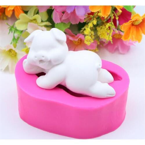 3D Silicone Mold Pastry Biscuits Mould Cute Pig Shape Handmade Fondant Soap Mold Cookies Candy Molds Baking Tools