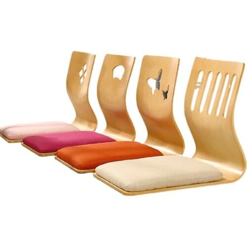 4pcs/lot Japanese Style Legless Chair Thick Cushion Seat Living Room Furniture Asian Tatami Floor Zaisu Chair Natural Finish