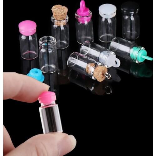 5PCS Mini Small Drift Bottle Cork Stopper Glass Jars Decoration DIY Containers Message Vials Ornaments Rainbow Wishing Bottle