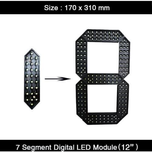 HD 6Pcs/Lot 12'' Red / Green / Yellow / White / Blue Color Digital Numbers Module 7 Segment LED Display for Oil Price LED Gas Pr