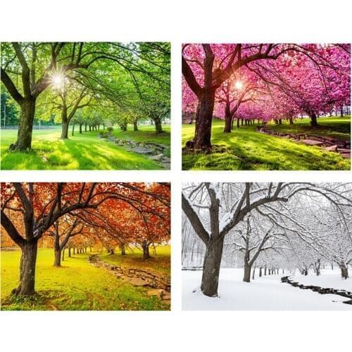 DIY Full Square/Round Diamond Painting 5D Four Seasons Tree Forest Spring Summer Autumn Winter Home Decoration Gift Cross Stitch