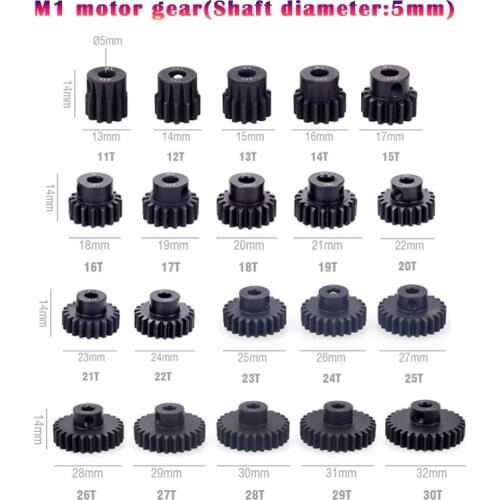 RC car motor gear M1 5mm Pinion 11t to 30t for 1/18 1/16 1/12 1/10 1/8 RC Buggy Monster Truck drift car Off-road Crawler Car