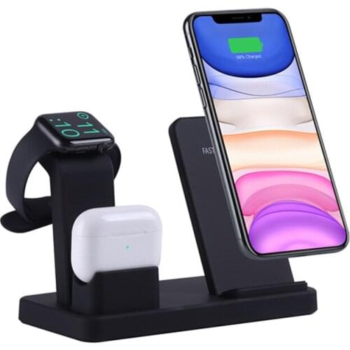 15W Qi Fast Wireless Charger Stand For iPhone 11 XR X 8 Apple Watch 4 in 1 Foldable Charging Dock Station for Airpods Pro iWatch