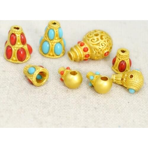 5 PCS Nepal Imitation Stone Inlay 3 hole Buddha Head End Beads Spacer Beads For Bracelet Necklace DIY Jewelry Making