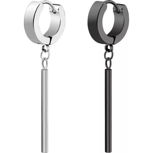 Punk Black Stainless Steel Earrings Men 2021 Trendy Geometric Earrings for Women Jewelry Accessories piercing Tassel Earrings