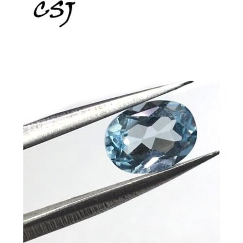 CSJ Real Natural Sky Topaz Loose Gemstone Oval Cut For Diy Fine Jewelry 925 Silver Gold Mounting Ring