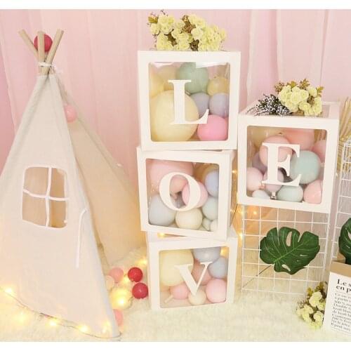 Baby Shower Decorations Transparent Balloons Box Name Age Box Baby 1st One Birthday Party Decor Gift Babyshower House Decoration