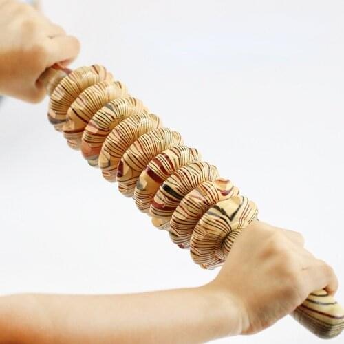Wood 9-Wheel household whole body multi-purpose massage roller belly waist abdomen Anti Cellulite massage equipment Muscle Relax