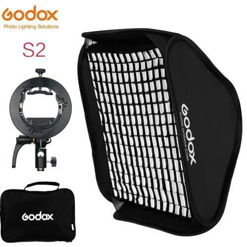 Godox S2 Speedlite Flash Holder Bracket + Softbox Honeycomb Grid with Bowens Mount for Godox V1 TT685 V860II TT350 AD200 Flash