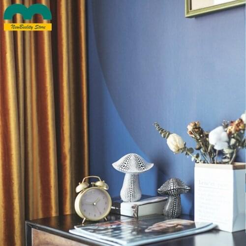 European-American Luxury Brown Velvet Curtain Velvet Blackout Curtains for Bedroom Living Room Flannel Curtain Finished