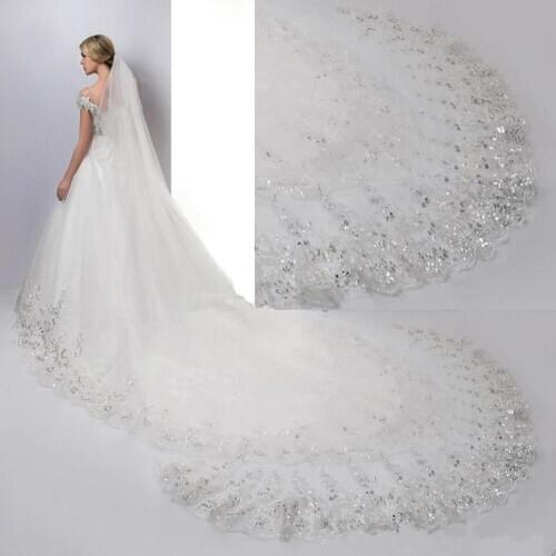 Bridal Veil Real Picture Sequin Lace Tulle Wedding Veil Wedding Hair Accessories WAS10211