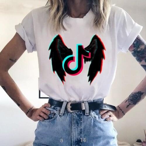 T-shirts Top for Women Tik Tok Cartoon Casual Tik Tok Print Lady Womens Graphic T Shirt Ladies Female Tee T-Shirt