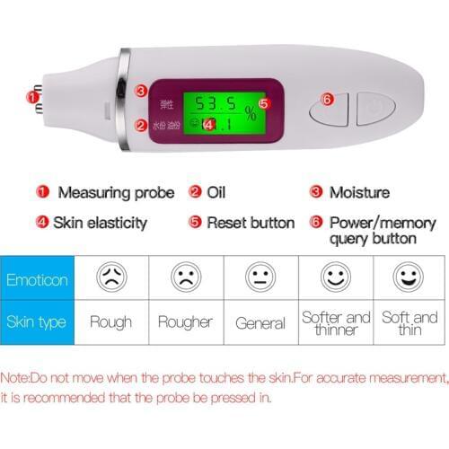 Skin Care Tool Facial Moisture Tester Detector Analyzer Monitor Digital LCD Display Personal Facial Skin Care Moisture Analyzer
