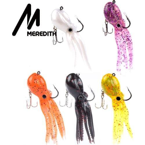 5 Colors/lot Artificial Octopus Jig Heads Swimbait with Treble Hook Soft Lead Lure for Lingcod Rockfish Fishing Free Shipping