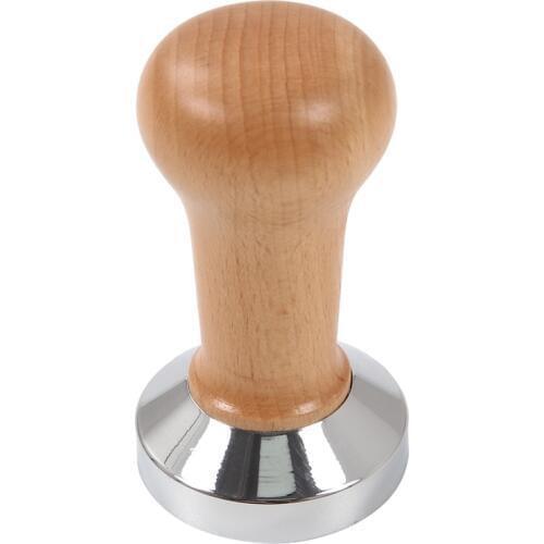 Coffee Tamper Wooden Handle Barista Espresso Machine Grinder 51mm for Coffee and Espresso Powder Hammer Wood Color