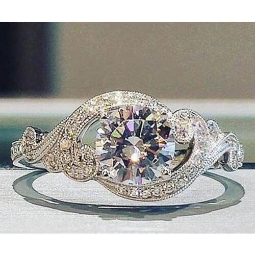 Huitan Delicate Woman Ring with Round Cubic Zirconia Temperament Sweet Female Wedding Engagement Rings Gift New Fashion Jewelry