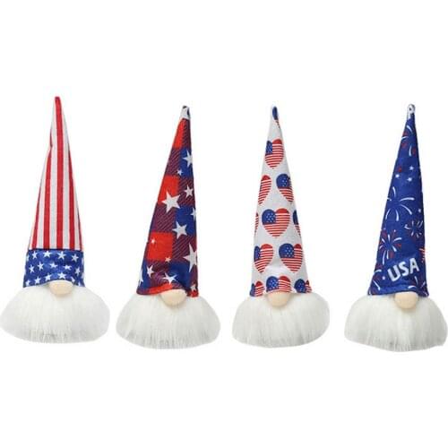 Independence Day Gnome Rudolph Doll Toy Hat Elf Lights Creative Party Decoration Kids Gift Home Table Decor Accessories