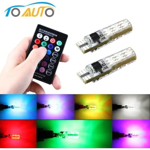 Car Signal Lights T10 w5w Led Bulb 12V Auto Interior Light w5w T10 Led Lamps Bulbs for Car Clearance RGB With Remote Control 12V