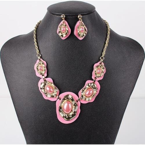 MS17572 Fashion Jewelry Sets Blue Necklace Shell Pearl Design Spring Colors Wedding Jewelry High Quality Party Gifts