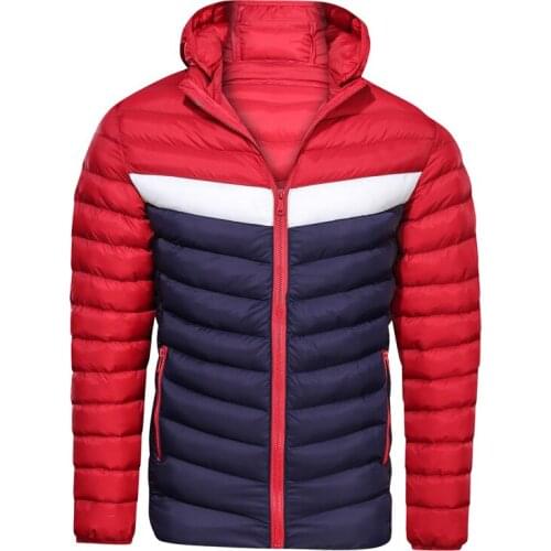 Autumn Winter Mens parkas Coat New Thick Hooded Cotton padded Casual Striped Sportswear Warm Jacket Male
