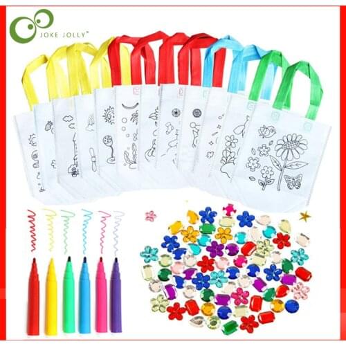 1Set DIY Drawing Educational Toys Children Graffiti Bag Kindergarten Hand Painting Watercolor Pen Diamond Material Kids Gift ZXH