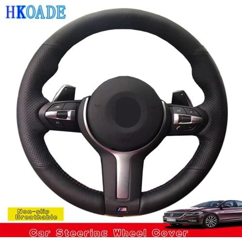 DIY Black Artificial Leather Car Steering Wheel Cover For BMW M2 M3 F80 F82 M4 M5 F12 F13 M6 F85 F87 X5 X6 F33 F30 M Sport