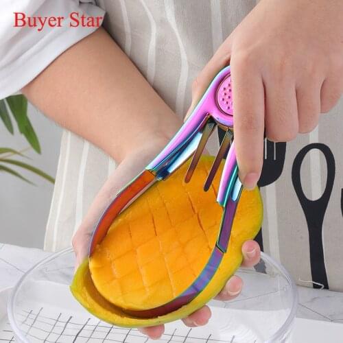 New Stylish Stainless steel Mango Splitter Cutter Fruit seed remover Gadget Peach Slicer Kitchen Gadget Metal food serving tools