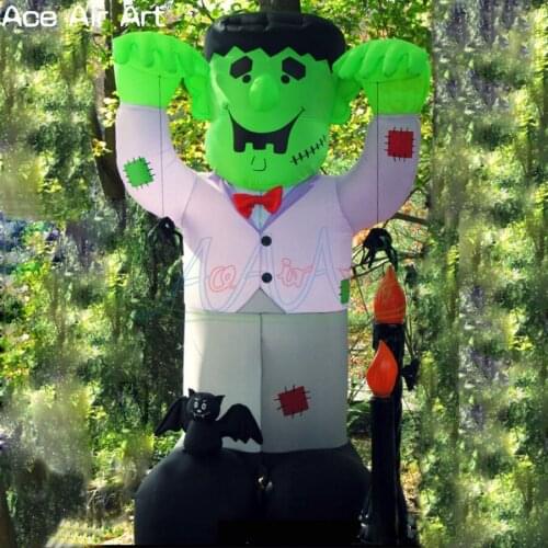 Inflatable Halloween Street Decoration inflatable Frankenstein catch spiders with a green face