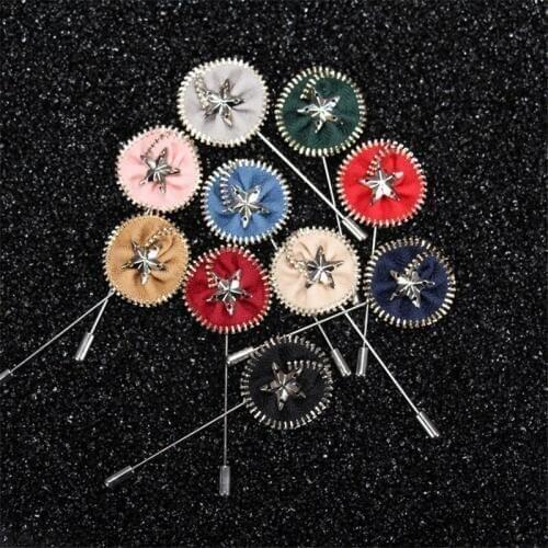 Wholesale Brooch 5Pcs/Lot Zippr Men Brooches And Pins For Suits Handmade Fabric Brooches Lapel Pin In Brooches