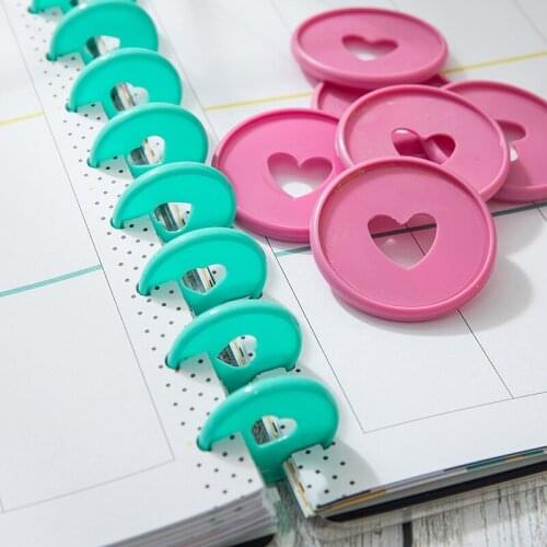 1000PCS Plastic Binding Disc Buckle Colorful Heart 35MM Binder Ring Mushroom Hole Loose Leaf Ring Round Hoop DIY Binder Notebook