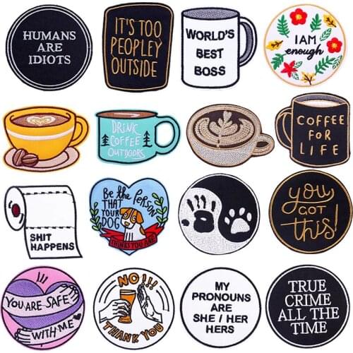 Punk Stripes Fusible Patch Iron On Embroidered Patches For Clothing Hippie Clothes Letter Applique Stickers Cartoon Jeans Badge