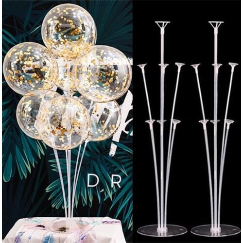 7 Tubes Wedding Table Balloon Stand Balloon Holder Support Base Table Floating Wedding Table Decoration Baby Shower Boy Birthday