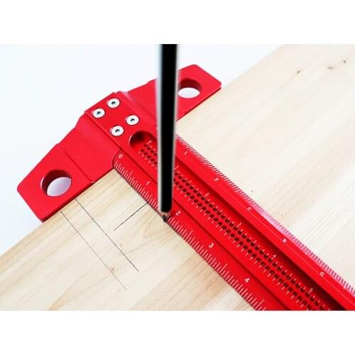 Woodworking Scribe 16IN/24IN T-type Ruler Scribing Ruler Aluminum Alloy Marking Gauge Crossed-out Hole Scriber Measuring Tools