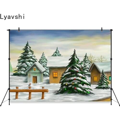 Lyavshi Christmas winter background snow scene photography studio baby photo watercolor photography background