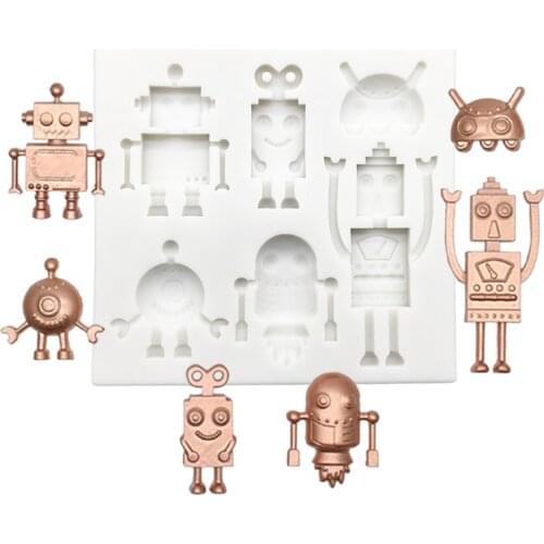 Robot Silicone Sugarcraft Mold Resin Tools Cupcake Baking Mould Fondant Cake Decorating Tools