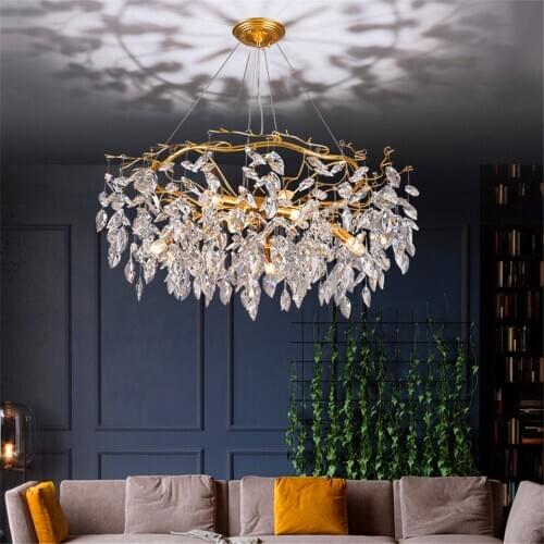 Nordic luster Gold LED Crystal Chandelier for living room Hanging Lamp Hotel Hall Art Indoor decor modern chandelier Lighting
