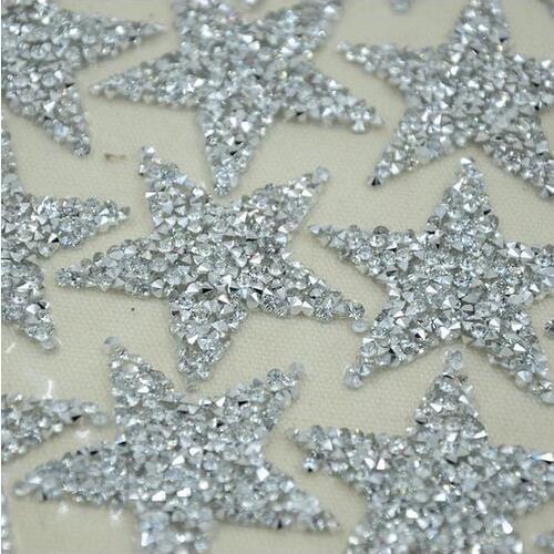 Star iron on crystal transfers desig motif iron on applique patches hot fix rhinestones motif for shirt bag