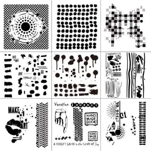 Panalisacraft 9Pcs 14cm Vintage Words DIY Layering Stencils Painting Scrapbook Coloring Embossing Album Decorative Template