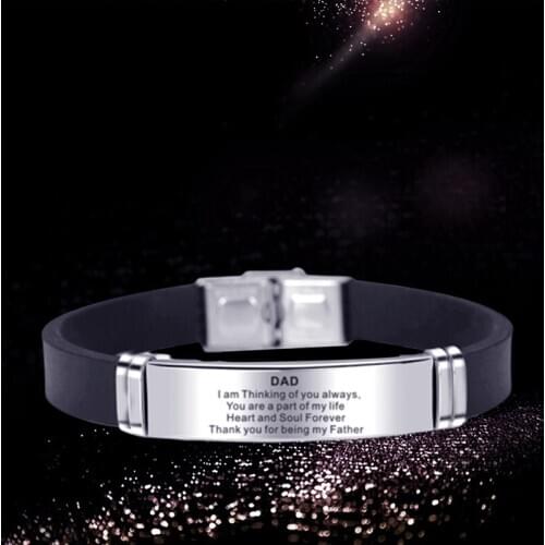 To My Son Inspirational Bracelet Men Wristband Stainless Steel Silicone Bracelets For Boys Love Gifts From Mom Dad